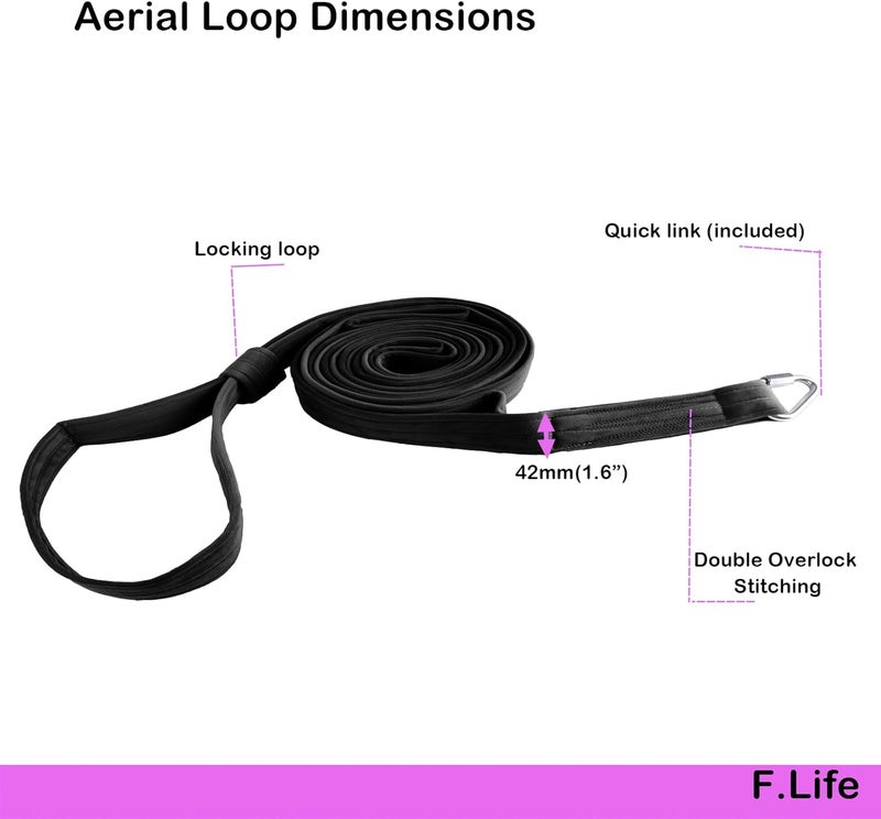 Flife Aerial Loop Straps 8ft Bodyloops 2.5 meter Velvet Covering Soft 1 pair Contortion with 2 Delta Quick Link 1 carry bag Heavy Duty for Aerial Circus Dance - Image 2